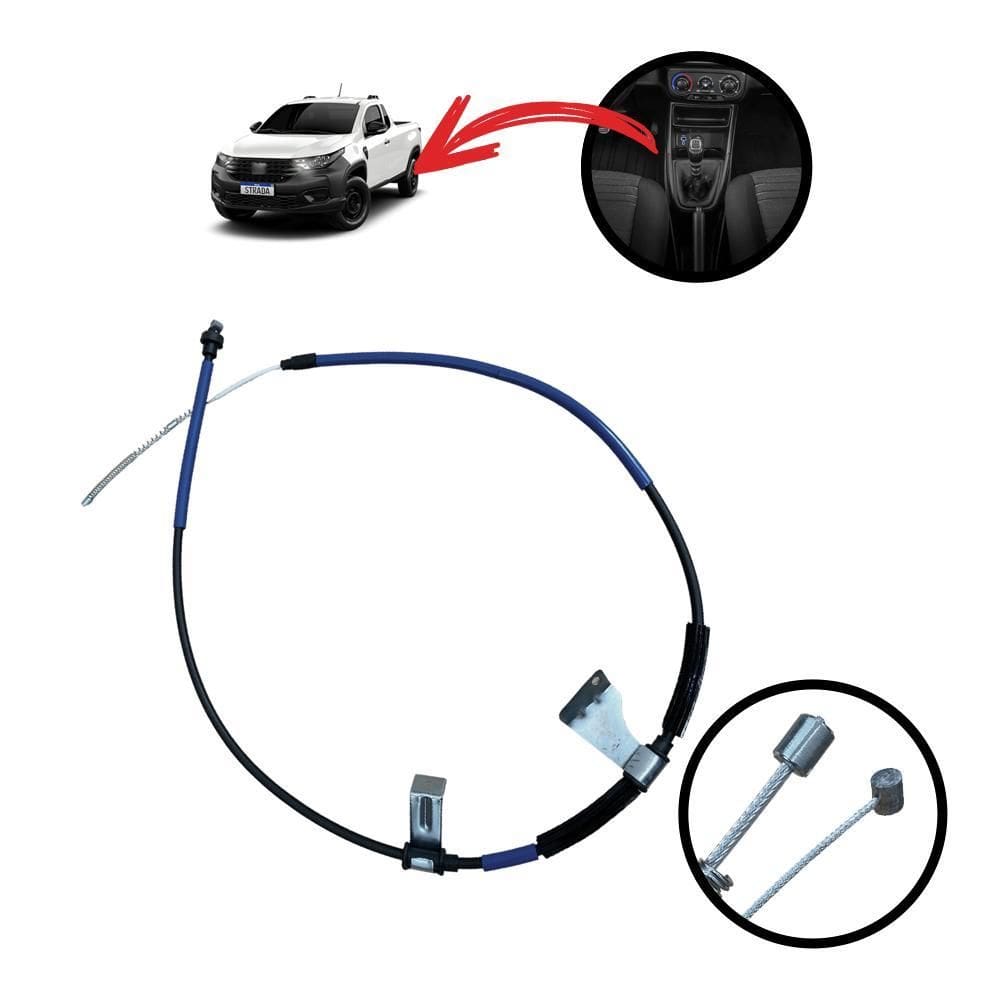 Cabo Freio De Mão Traseiro Lado Esquerdo Strada 2020 À 2024