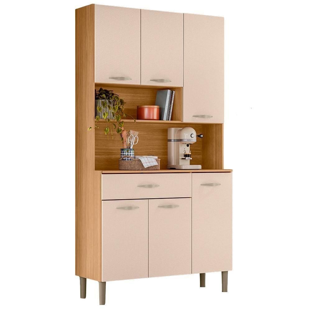 Armario Kit Cozinha 6 Portas 1 Gaveta 91 Cm Apolo Ktp