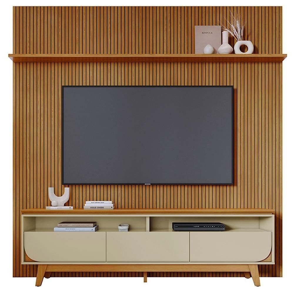 Painel E Bancada Tv 75 Polegadas  Luna Madetec Cumaru Opala