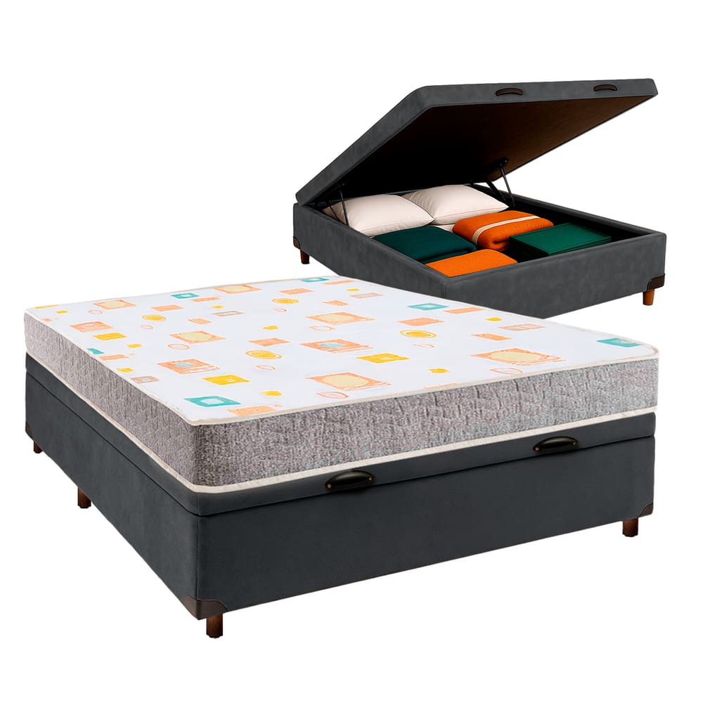 Cama Box Bau Blindado Casal + Colchão D20 Inducol