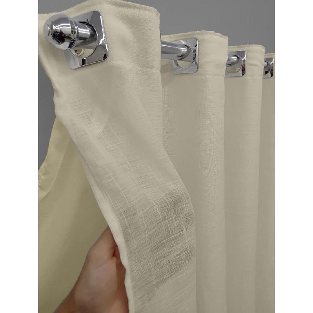 Cortina Voil Gaze Linho Palha 2,80X2,30 Forro Microfibra