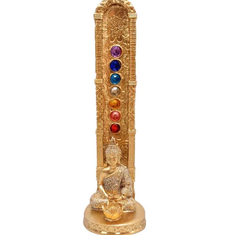 Incensario Porta Incenso Buda Tibetano Com Cores 7 Chakras