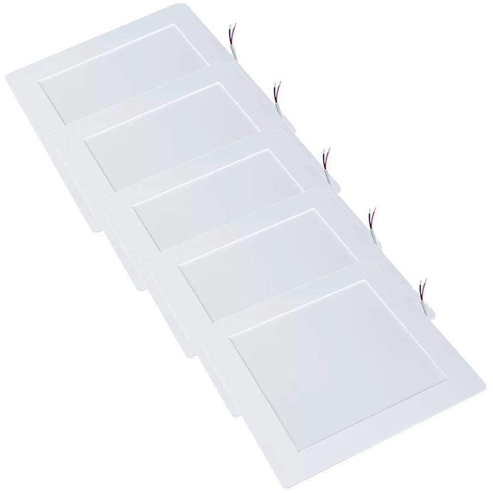 Kit 5 Luminária Plafon Led Quadrado Embutir 18W 4000K - Noll