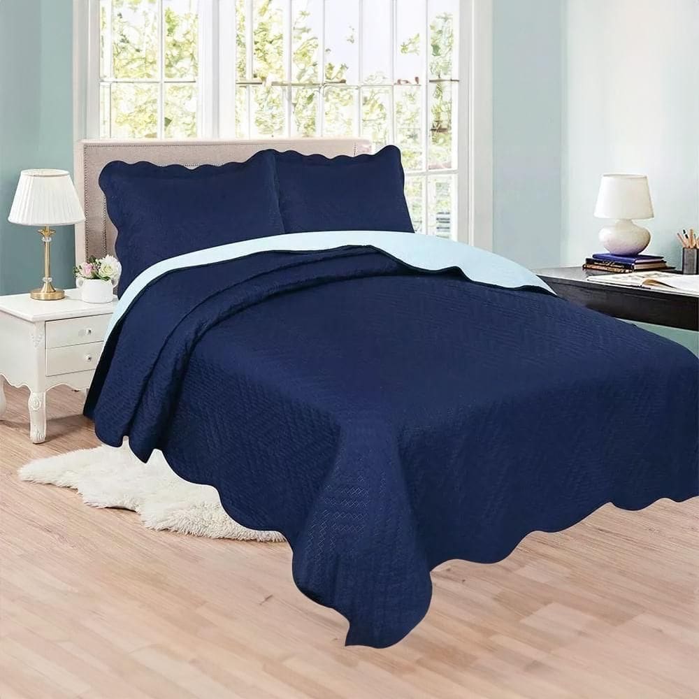 Kit Colcha / Cobre Leito King Ultrasonic Sultan Dark Marinho