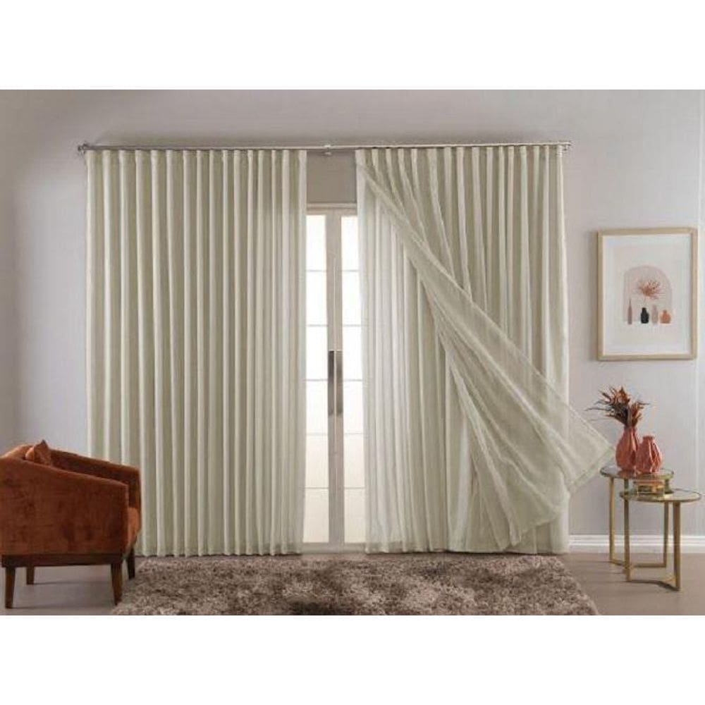 Cortina Gaze Linho Com Forro 6M X 3.00 Altura -Trilho Suíço