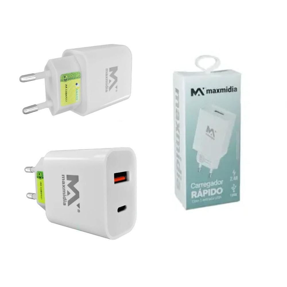 Carregador Universal Turbo Fonte Duas Entradas Micro E Usb-C