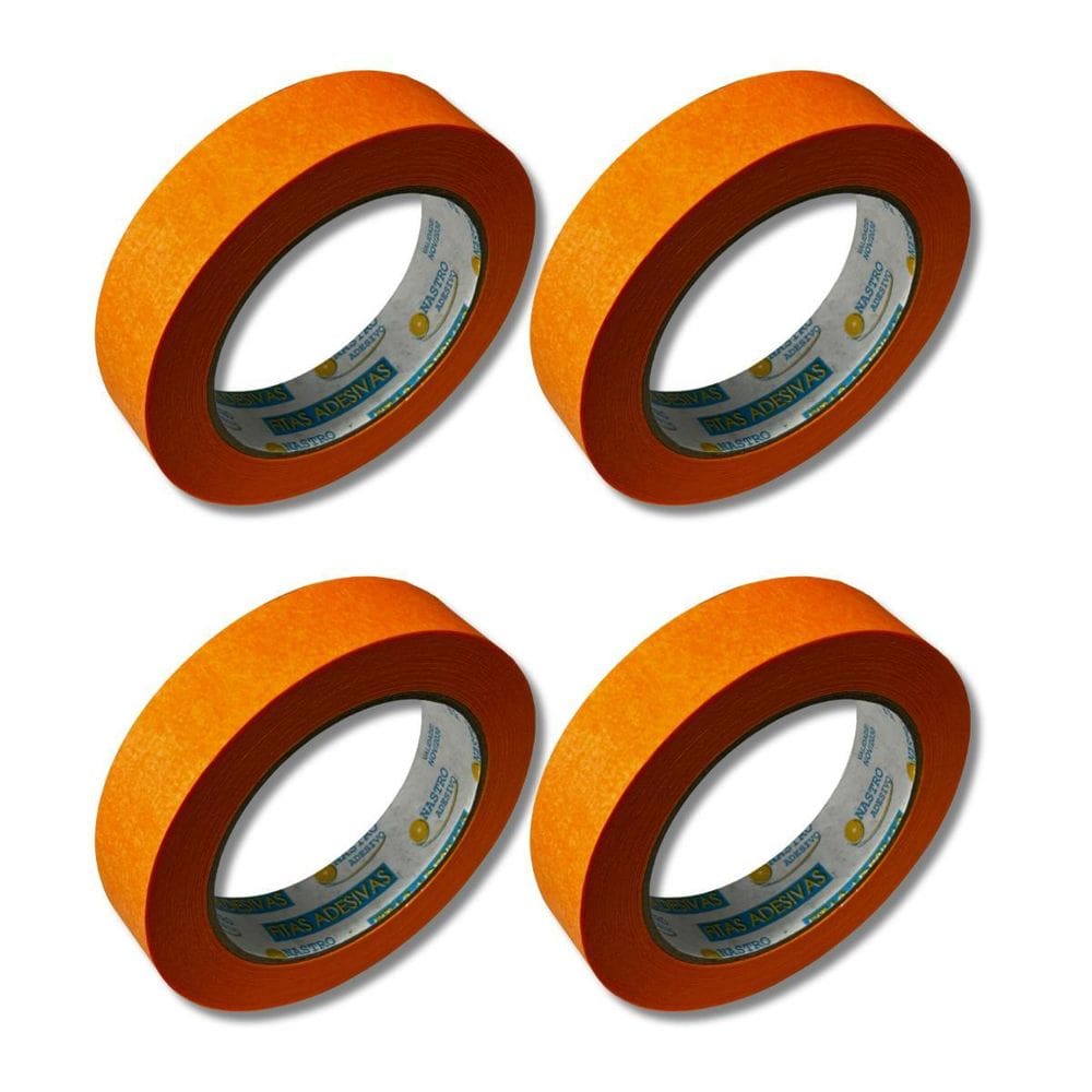 Kit 4 Fita Crepe Laranja Neon 24Mm X 50M Nastro