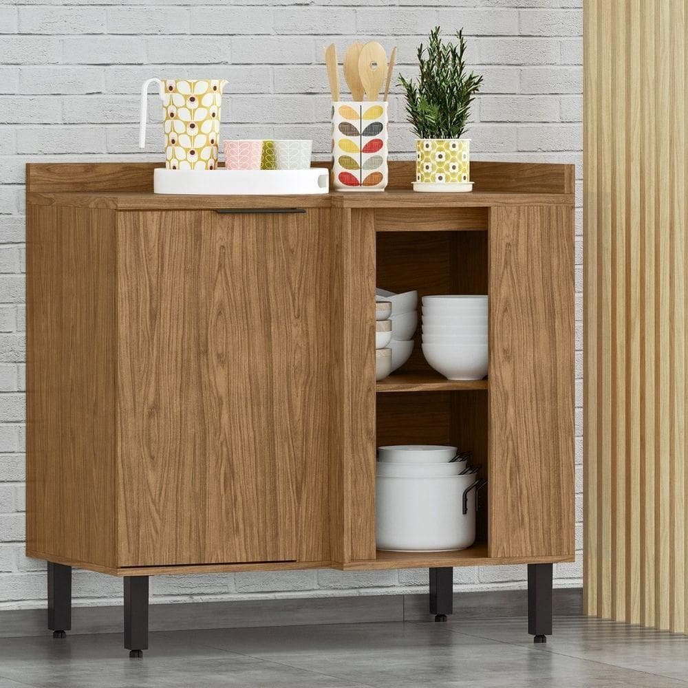 Balcão De Canto Reto Módulo De Cozinha 1 Porta - Toscana Freijó