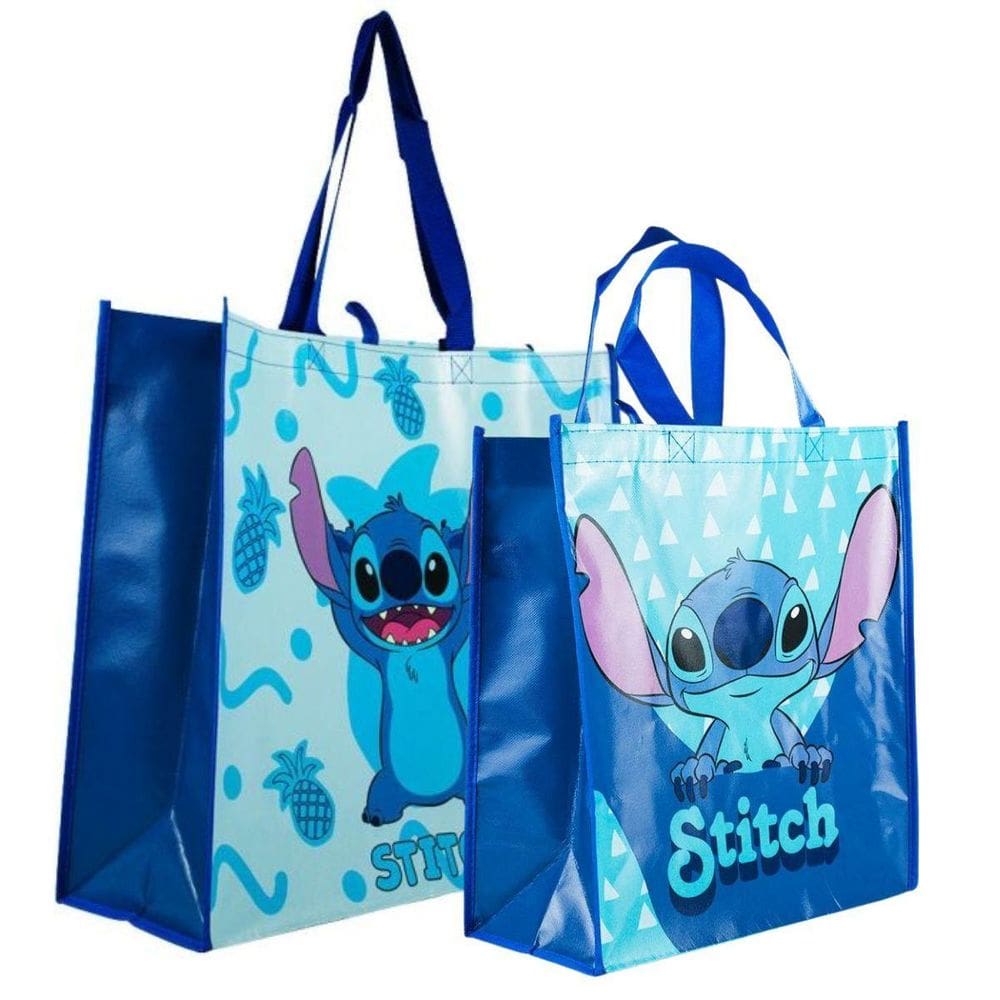 Kit 2 Sacolas Feira Reutilizável Azul Stitch - Disney