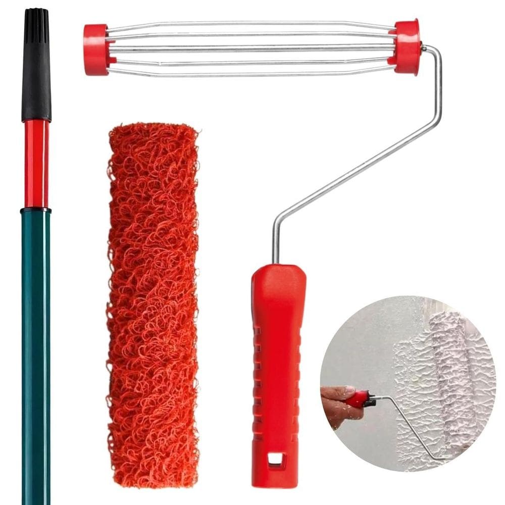 Garfo De Pintura 23Cm + Rolo Textura + Cabo Extensor 2M