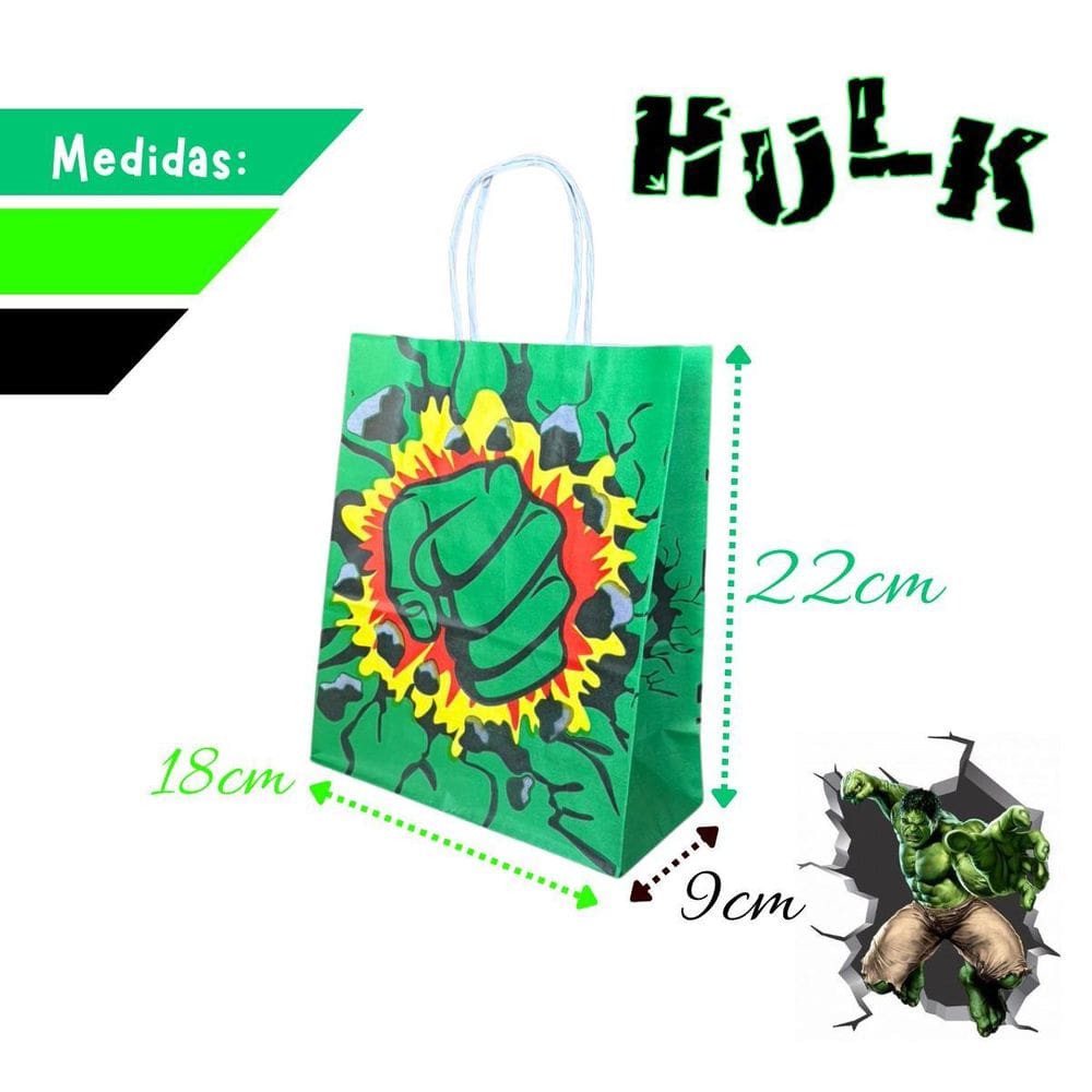 10 Sacola De Papel Super Heróis Princesa Personagens 18X9X22