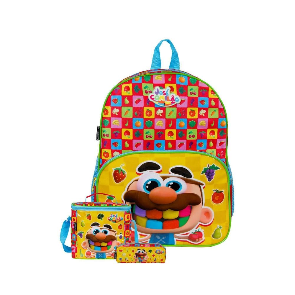 Kit Escolar Mochila Costas + Lancheira + Estojo José Comilão