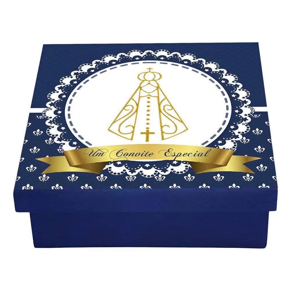 Caixa Convite Padrinho - Azul Marinho = Dindos Nossa Senhora
