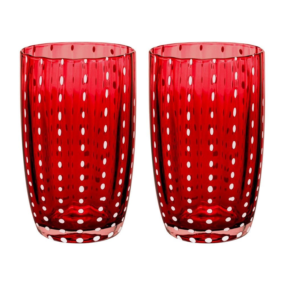 Cj 2 Copos Altos de Vidro Orquídea Vermelho 500ml Wolff