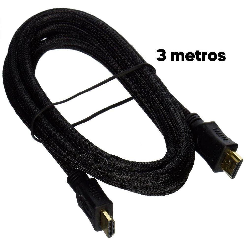 Cabo Hdmi 3 Metros 4K Hd Blindado Para Tv Pc Escritórios