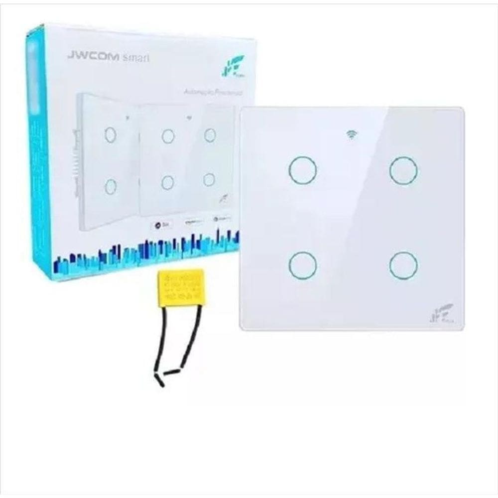 Interruptor Touch Wi-Fi E Rf Jwcom 4 Botões 4X4 Branco - G6