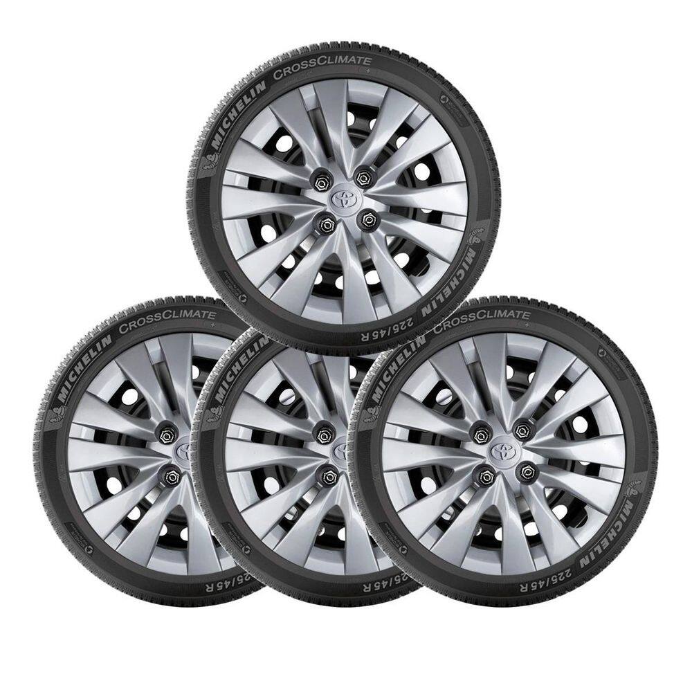 4X Calota Yaris Hatch Sedan Aro 15 Prata Logo Relevo