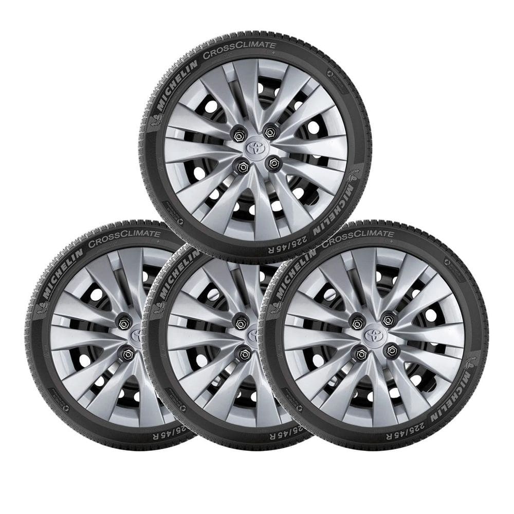 4X Calota Yaris Hatch Sedan Aro 15 Prata Logo Relevo