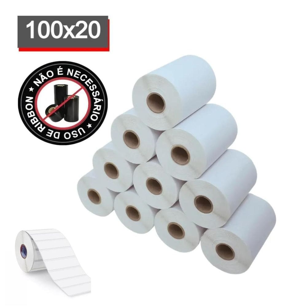 Kit 5 Rolos Etiquetas Térmicas 100X20Mm
