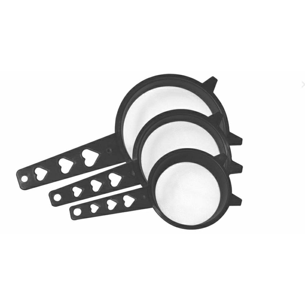 Peneiras Love Jogo com 3 Peças Kit 9, 11 e 15 cm para Cozinha Cores Vermelho Morango do AMOR