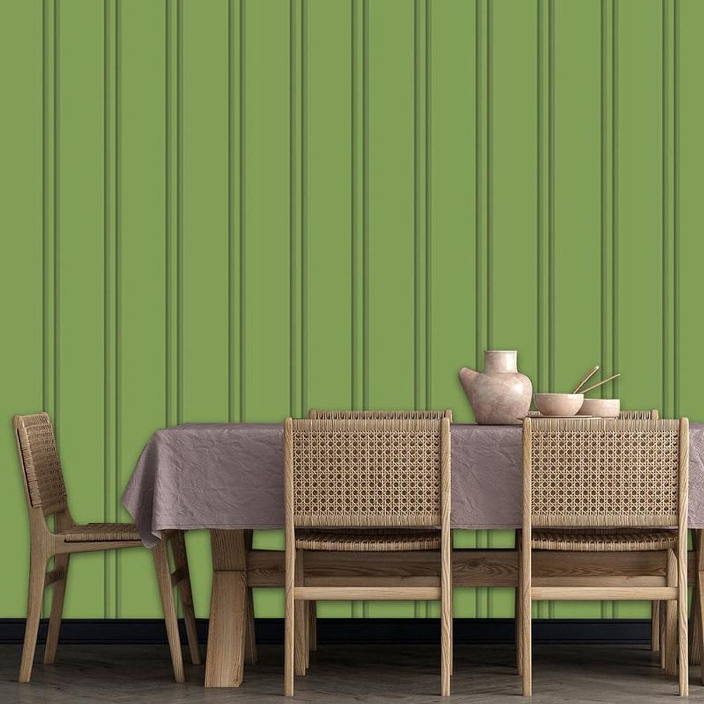 Papel De Parede Efeito Ripa Verde Lavável Adesivo Aspargo