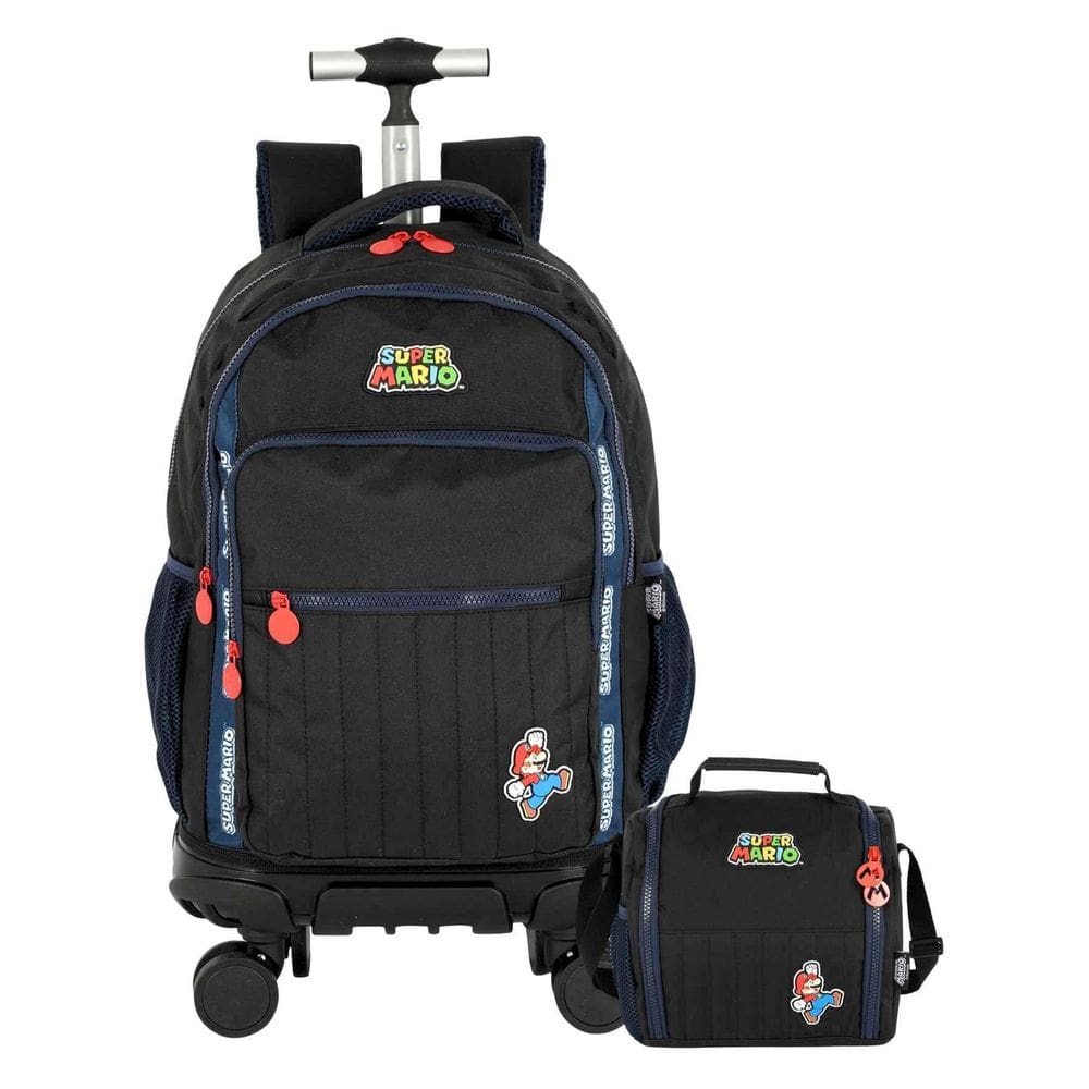 Kit Super Mario Mochila Costas Rodas + Lancheira Térmica