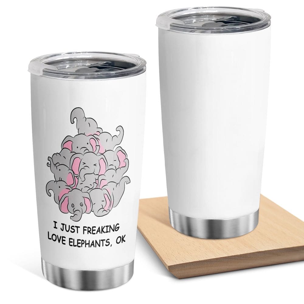 Copo de viagem Oasisdream 600ml com estampa de elefante de aço inoxidável