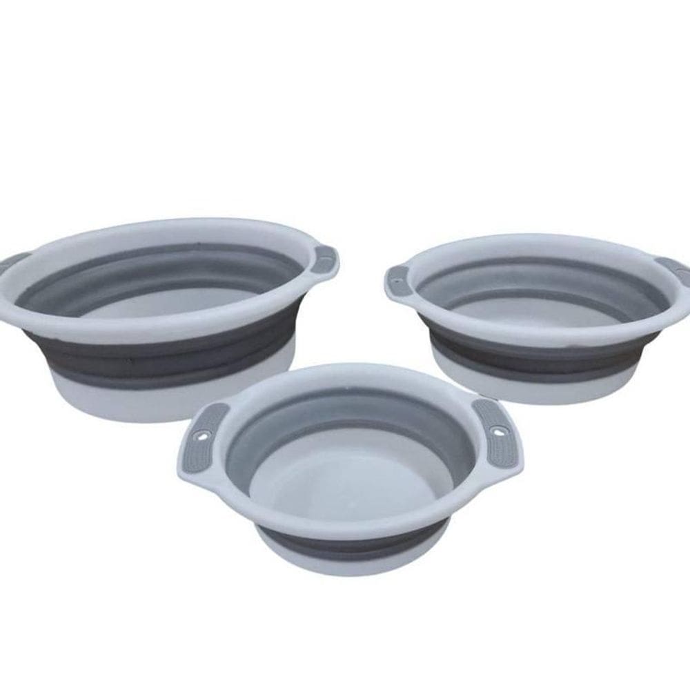 Kit Com 3 Bacia Retrátil Dobrável Branca 03 / 07 / 10 Litros