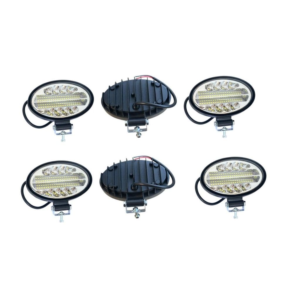 Kit 06 Farol Led 144W Oval Caminhão Maquina Agrícola Trator