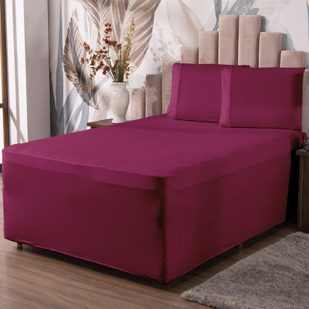 Jogo De Lençol Luva Solteiro Conjugada Colchão Box Malha 2P