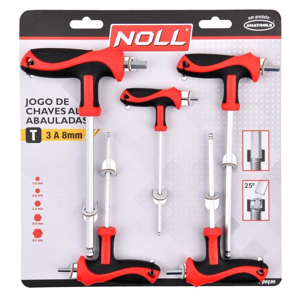 Jogo Chave Allen Abaulada T 3 Á 8Mm 5 Peças  627,0001  Noll
