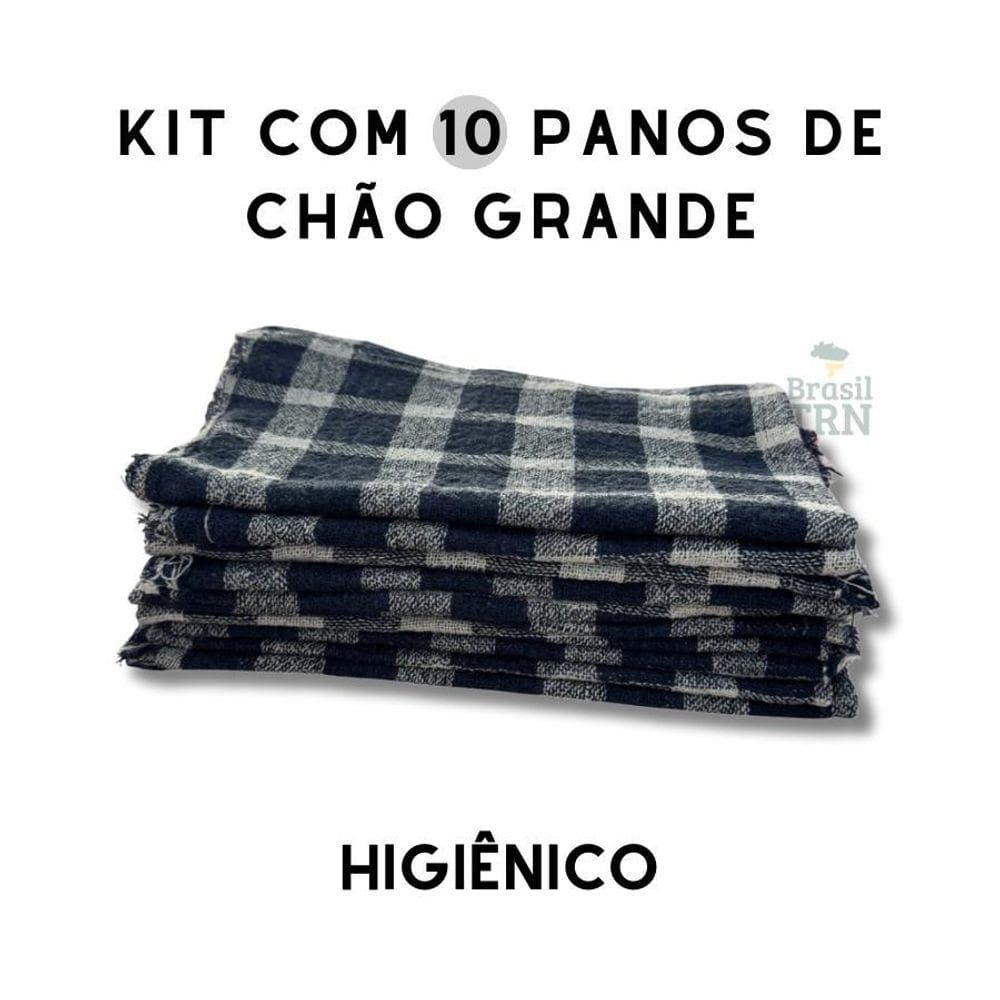 Kit Com 10 Saco Pano De Chão Xadrez Grande 65X40Cm Alvejado