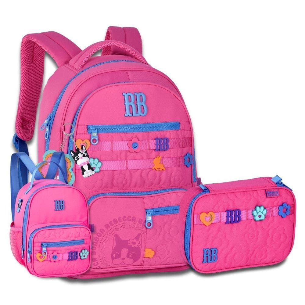 Mochila Com Lancheira E Estojo Box Kit Escola Rebecca Bonbon