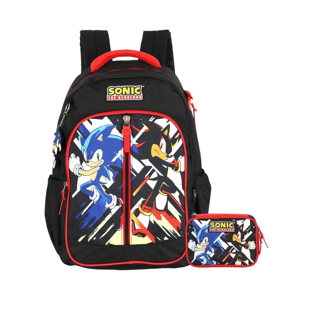 Kit Escolar Sonic Mochila De Costas + Estojo Box Game