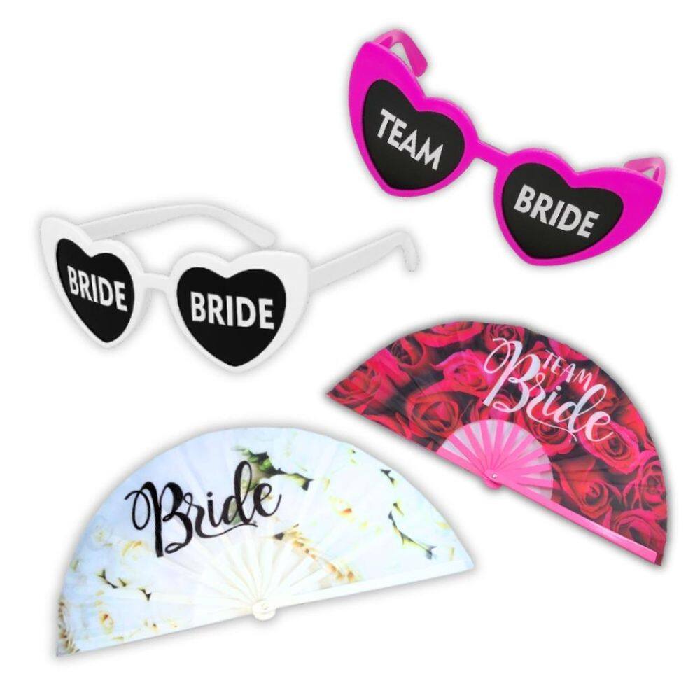 Kit 10 Óculos E 10 Leques Team Bride E Bride Despedida Noiva