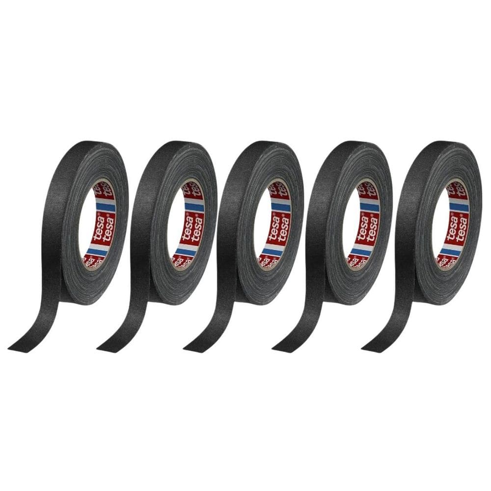 Kit 5 Fita Tecido Gaffer Tape  Tesa 18Mm X 50M Preto