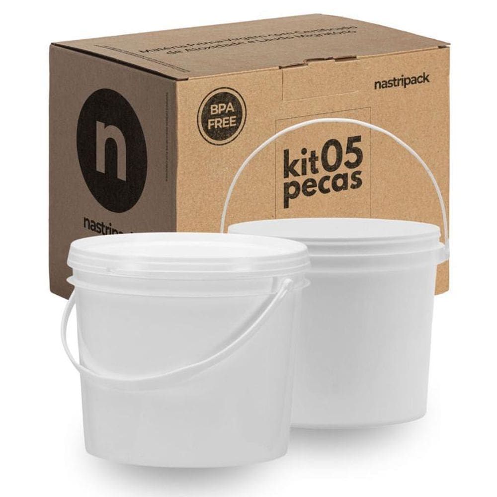 Balde Para Óleo De Coco 1.8L Branco 5 Pçs