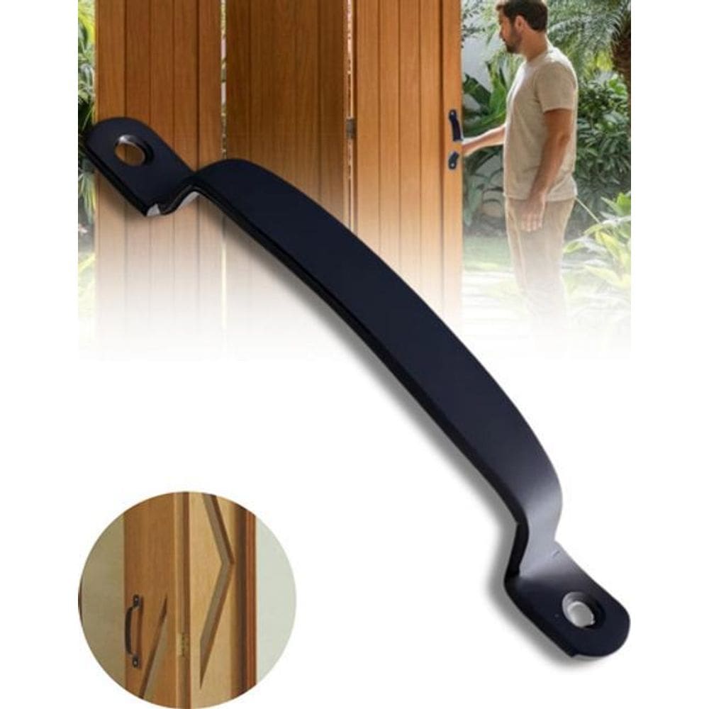 Puxador Porta Camarão Preto Alumínio Madeira Parafuso Kit