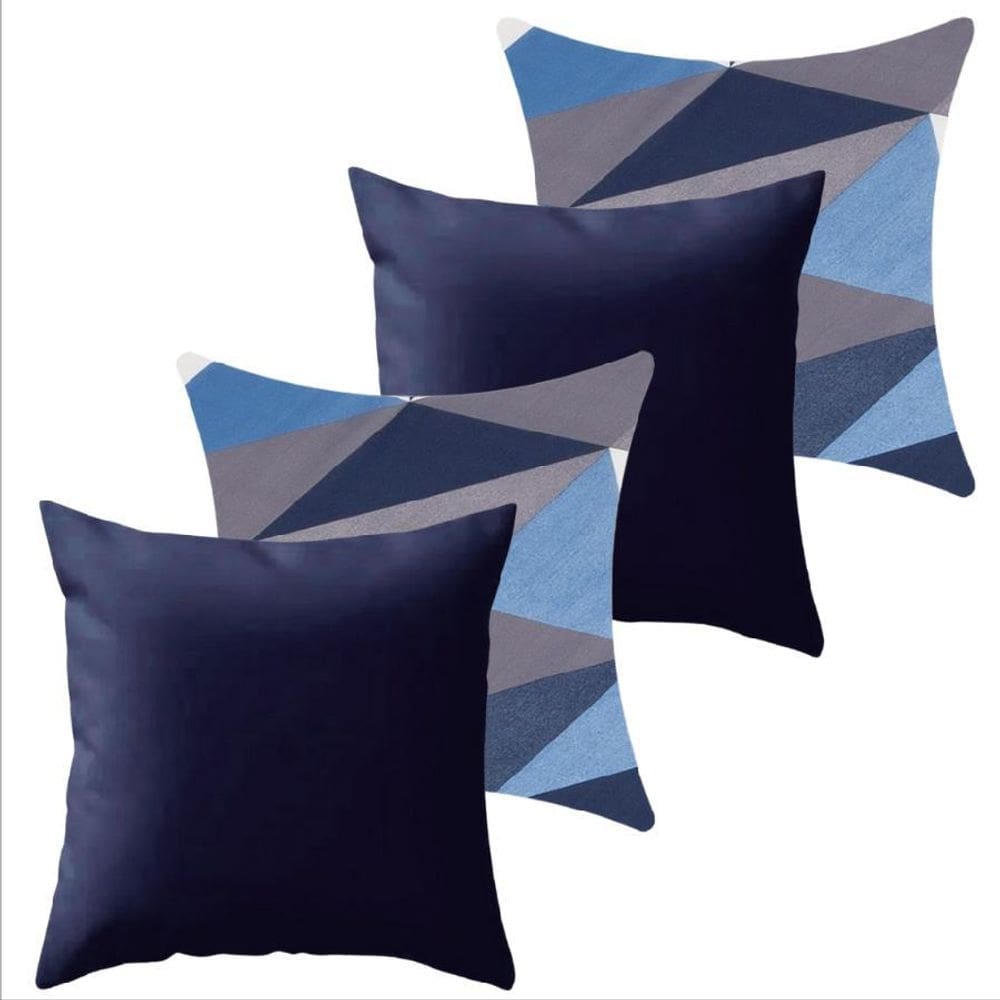 Kit 4 Capa De Almofada 40X40 Malha Com Zíper Lisa Estampada