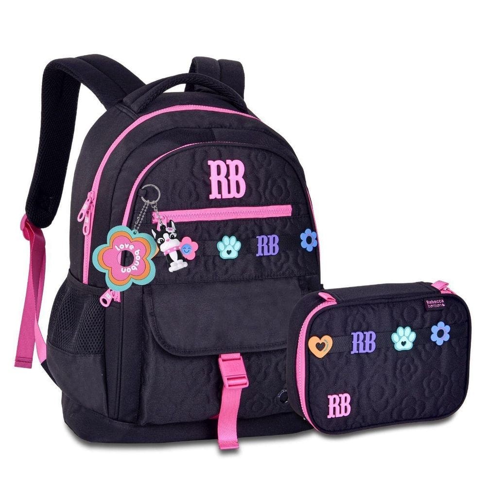 Mochila Escolar Com Estojo Rebecca Bonbon Kit Com Chaveiros