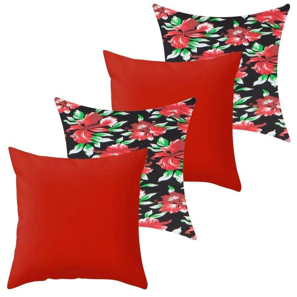 Kit 4 Capa De Almofada 40X40 Malha Com Zíper Lisa Estampada