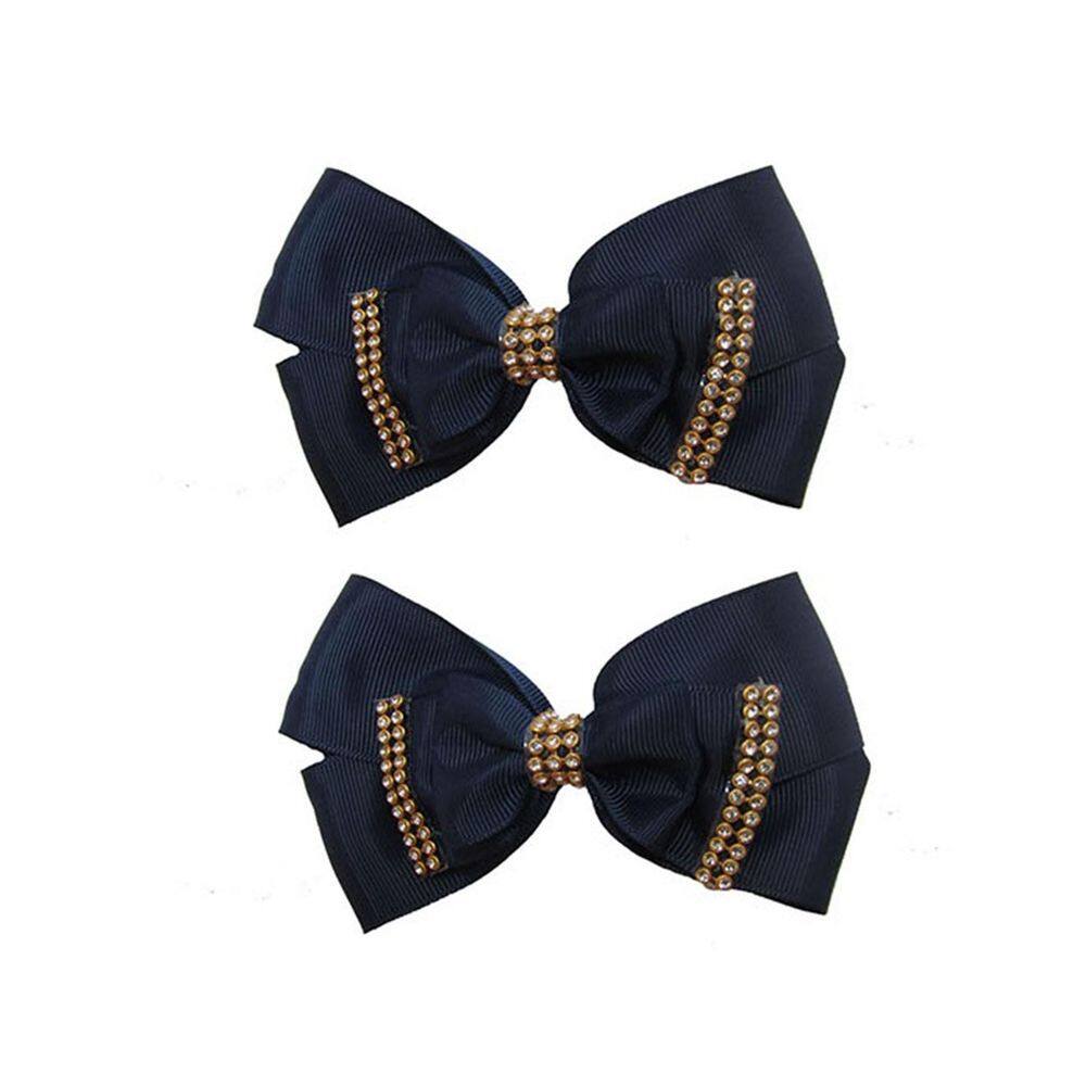 Laço Azul Marinho Cabelo Adulto Elegante Luxo 2 Unidades-No