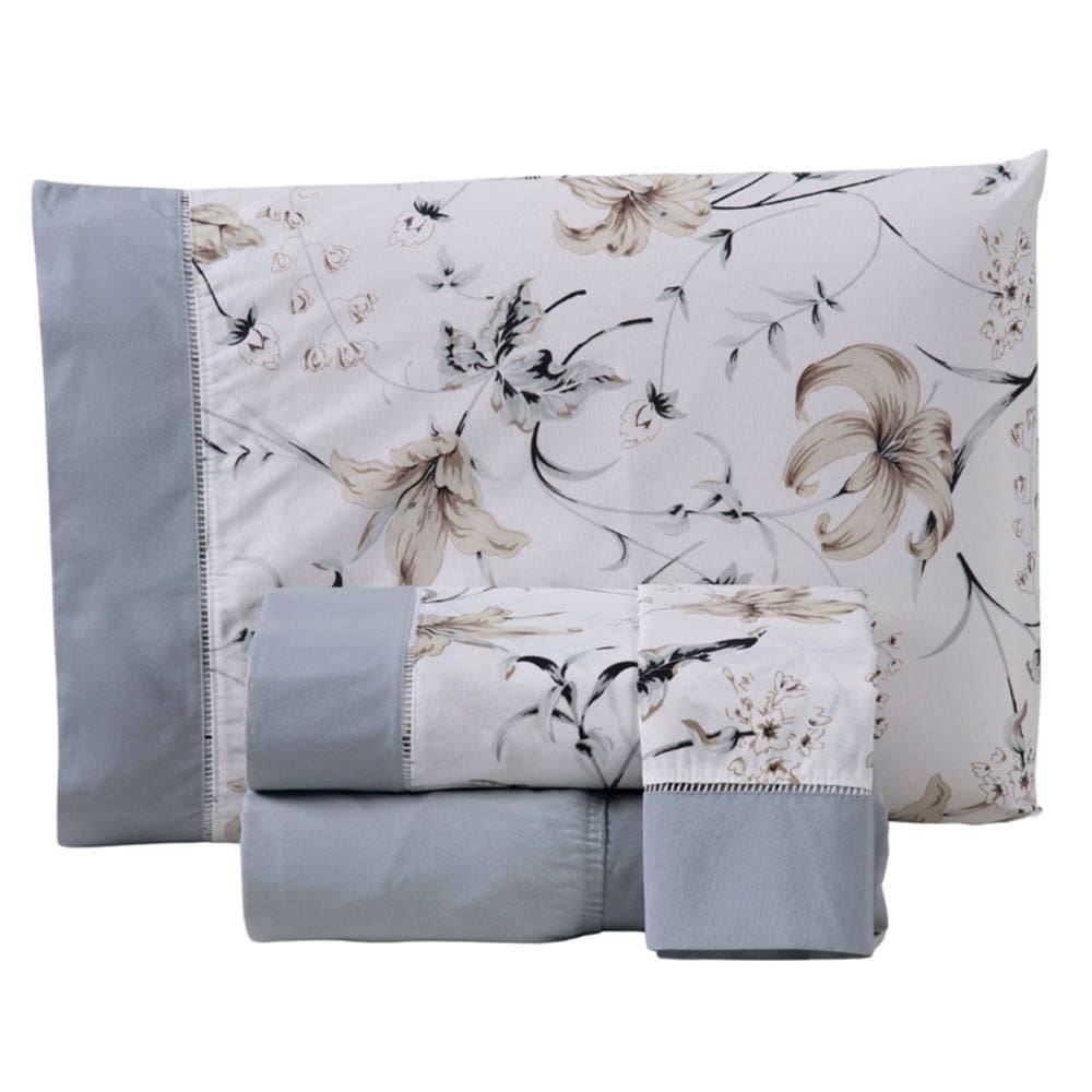 Jogo De Cama Lençol King California 4 Peças - Cinza