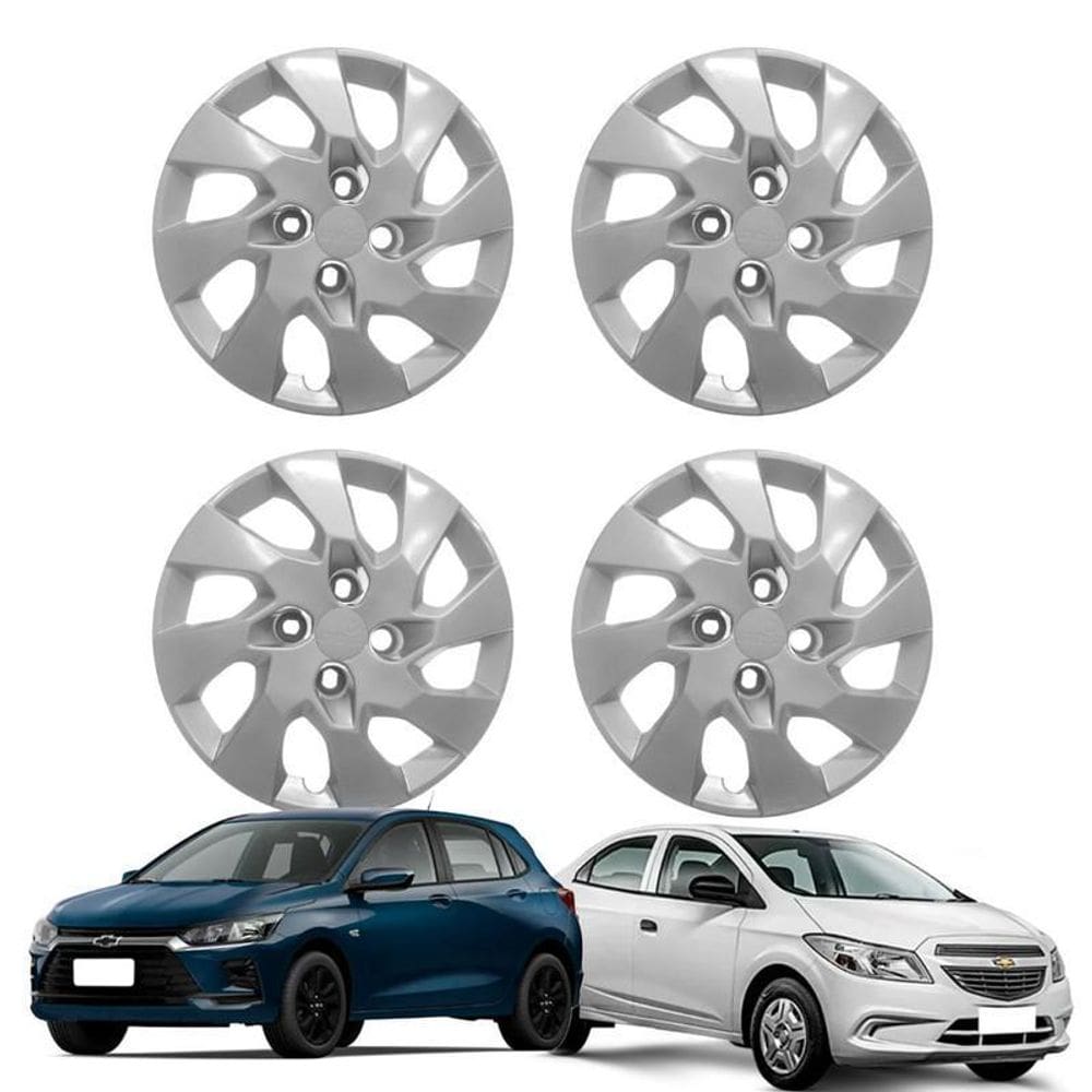 Jogo Calota Aro 14 Onix Prisma 2014 Até 2016 Cubo Baixo