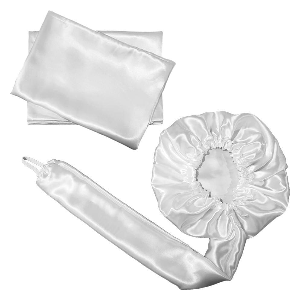 Kit 2 Touca Difusora +4 Fronha 50X70 Cetim Anti Frizz Branca