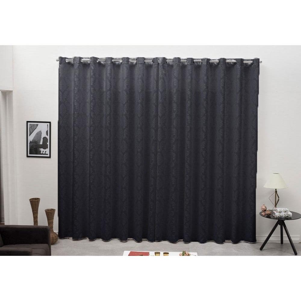 Cortina Tecido Jacquard Preto 2,80X1,50 Sala Quarto Cozinha