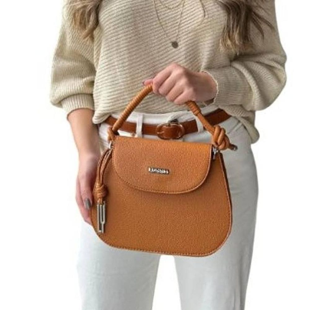 Bolsa Feminina Caramelo Transversal Com Alça De Mão E Ombro