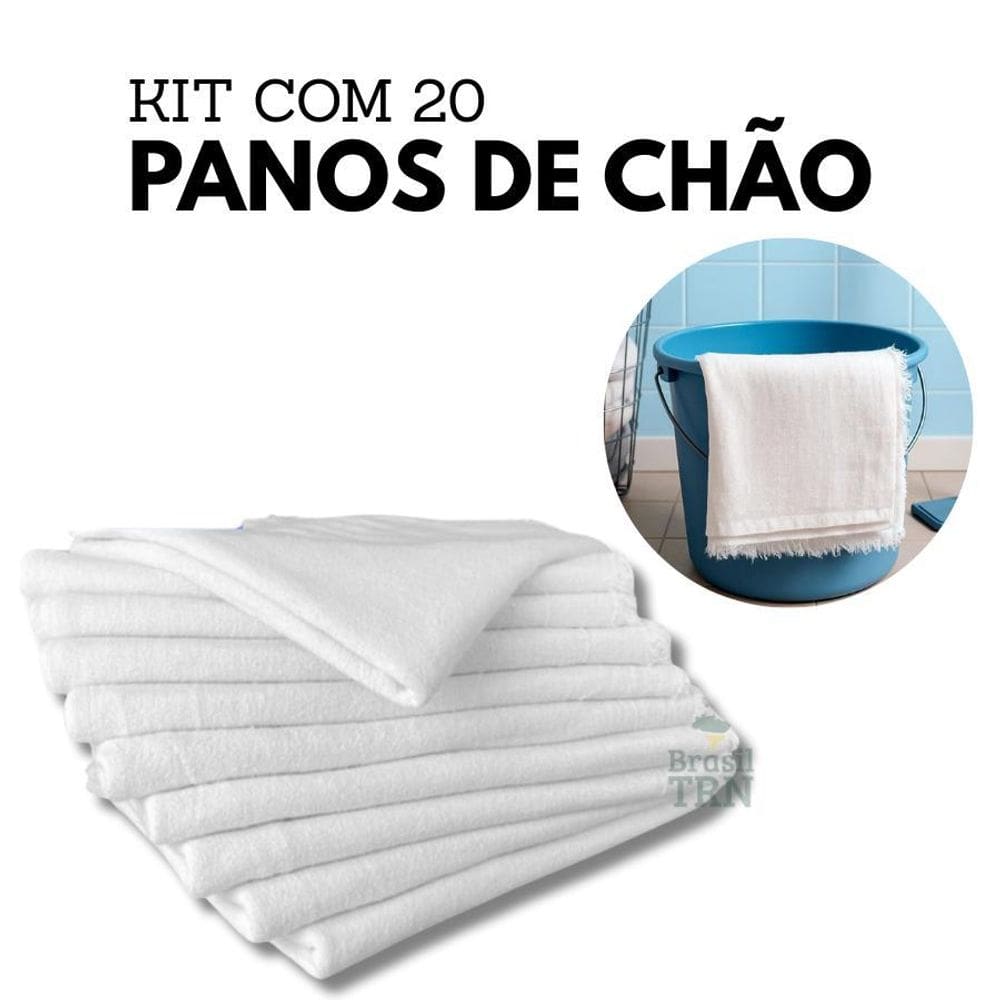 Kit Até 20 Panos Chão Branco Algodão 70X45Cm Grande Grosso