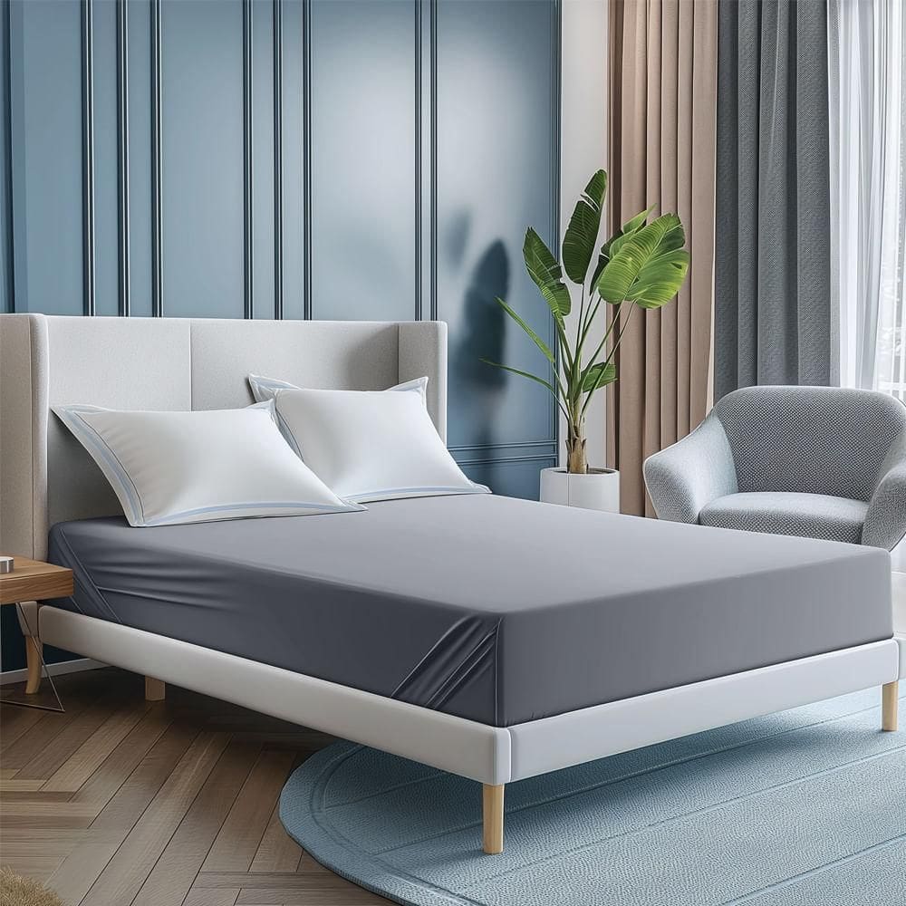 Lençol Solteiro King Com Elástico 150 Fios - Premium Cinza