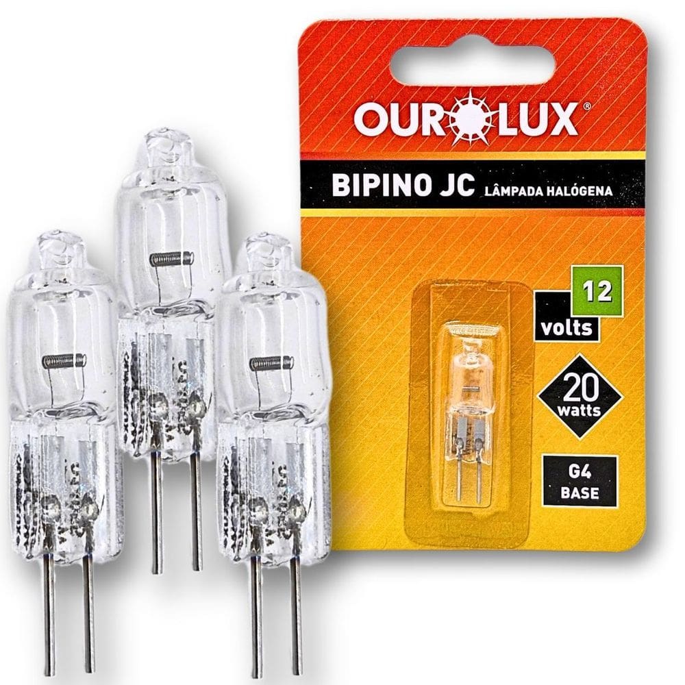 Kit 3 Lampadas Halogena Bipino Jc 20W 12V G4 - Ourolux